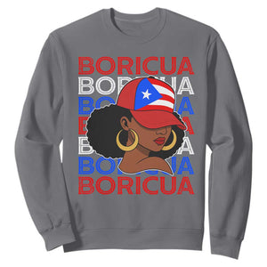 Puerto Rico Boricua Girl Proud Puerto Rican Hispanic Heritage Sweatshirt TS11 Charcoal Print Your Wear