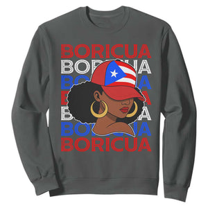 Puerto Rico Boricua Girl Proud Puerto Rican Hispanic Heritage Sweatshirt TS11 Dark Heather Print Your Wear
