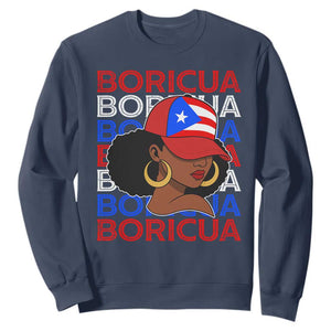 Puerto Rico Boricua Girl Proud Puerto Rican Hispanic Heritage Sweatshirt TS11 Navy Print Your Wear