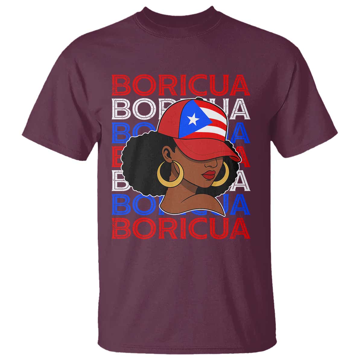 Puerto Rico Boricua Girl Proud Puerto Rican Hispanic Heritage T Shirt TS11 Maroon Print Your Wear
