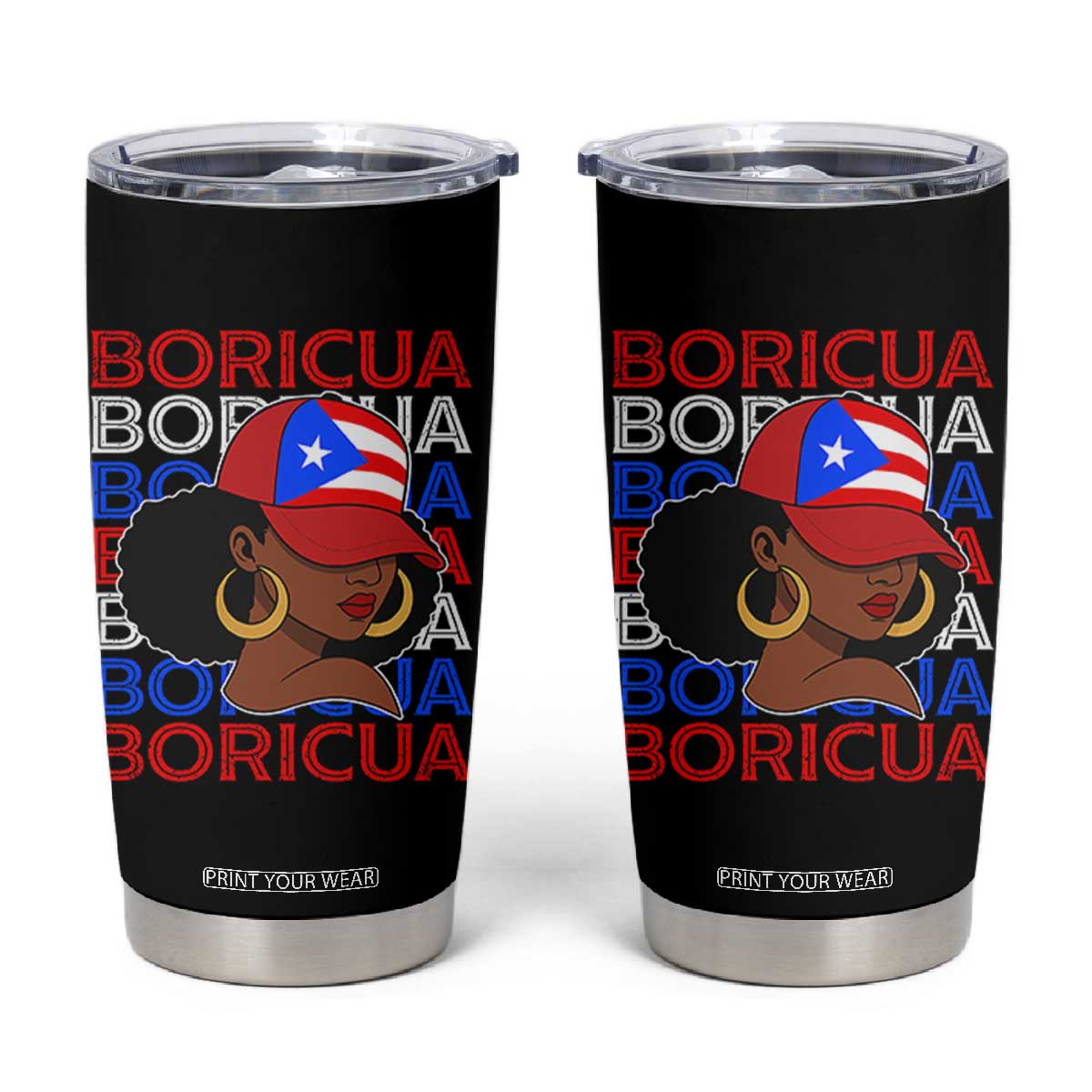 Puerto Rico Boricua Girl Proud Puerto Rican Hispanic Heritage Tumbler Cup TS11 Black Print Your Wear