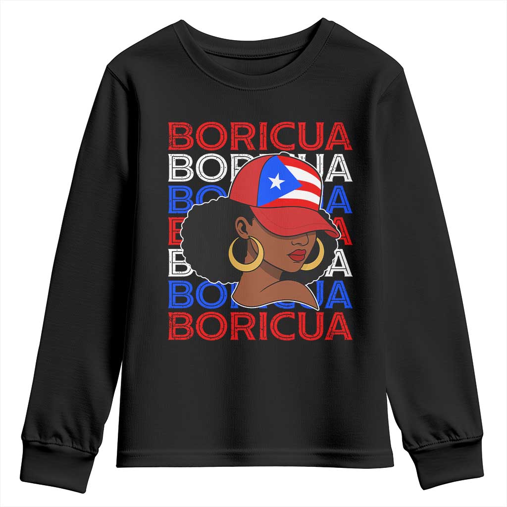 Puerto Rico Boricua Girl Proud Puerto Rican Hispanic Heritage Youth Sweatshirt TS11 Black Print Your Wear