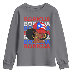 Puerto Rico Boricua Girl Proud Puerto Rican Hispanic Heritage Youth Sweatshirt TS11 Charcoal Print Your Wear
