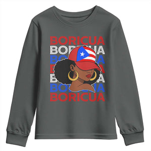 Puerto Rico Boricua Girl Proud Puerto Rican Hispanic Heritage Youth Sweatshirt TS11 Dark Heather Print Your Wear