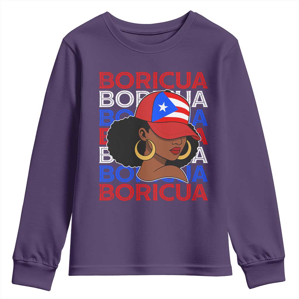 Puerto Rico Boricua Girl Proud Puerto Rican Hispanic Heritage Youth Sweatshirt TS11 Purple Print Your Wear
