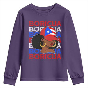 Puerto Rico Boricua Girl Proud Puerto Rican Hispanic Heritage Youth Sweatshirt TS11 Purple Print Your Wear