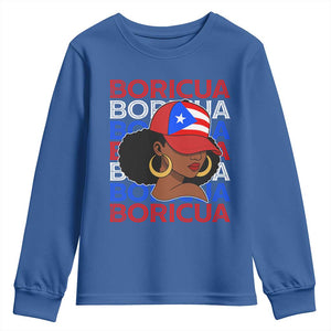 Puerto Rico Boricua Girl Proud Puerto Rican Hispanic Heritage Youth Sweatshirt TS11 Royal Blue Print Your Wear