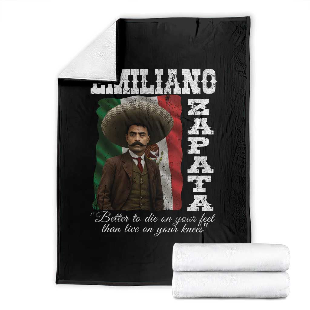 Emiliano Zapata Throw Blanket Better To Die On Your Feet Than Live On Your Knees Mexican Revolution TS11 Black Print Your Wear