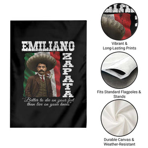 Emiliano Zapata Garden Flag Better To Die On Your Feet Than Live On Your Knees Mexican Revolution TS11 Print Your Wear