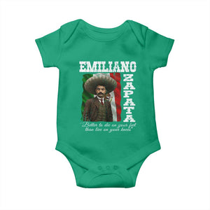 Emiliano Zapata Baby Onesie Better To Die On Your Feet Than Live On Your Knees Mexican Revolution TS11 Irish Green Print Your Wear