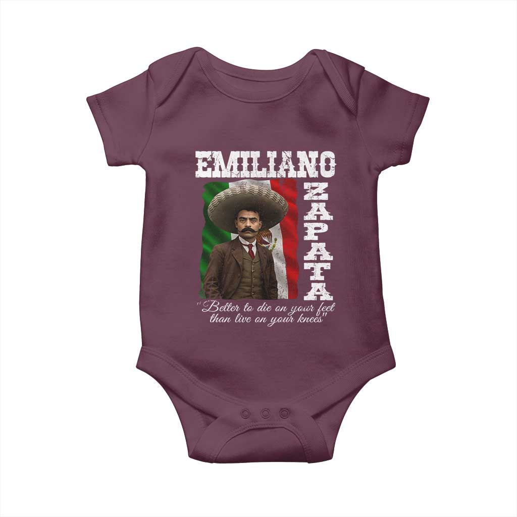 Emiliano Zapata Baby Onesie Better To Die On Your Feet Than Live On Your Knees Mexican Revolution TS11 Maroon Print Your Wear