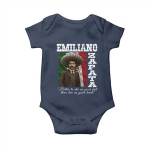Emiliano Zapata Baby Onesie Better To Die On Your Feet Than Live On Your Knees Mexican Revolution TS11 Navy Print Your Wear