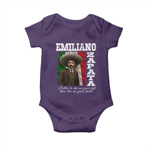 Emiliano Zapata Baby Onesie Better To Die On Your Feet Than Live On Your Knees Mexican Revolution TS11 Purple Print Your Wear