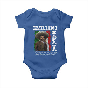 Emiliano Zapata Baby Onesie Better To Die On Your Feet Than Live On Your Knees Mexican Revolution TS11 Royal Blue Print Your Wear