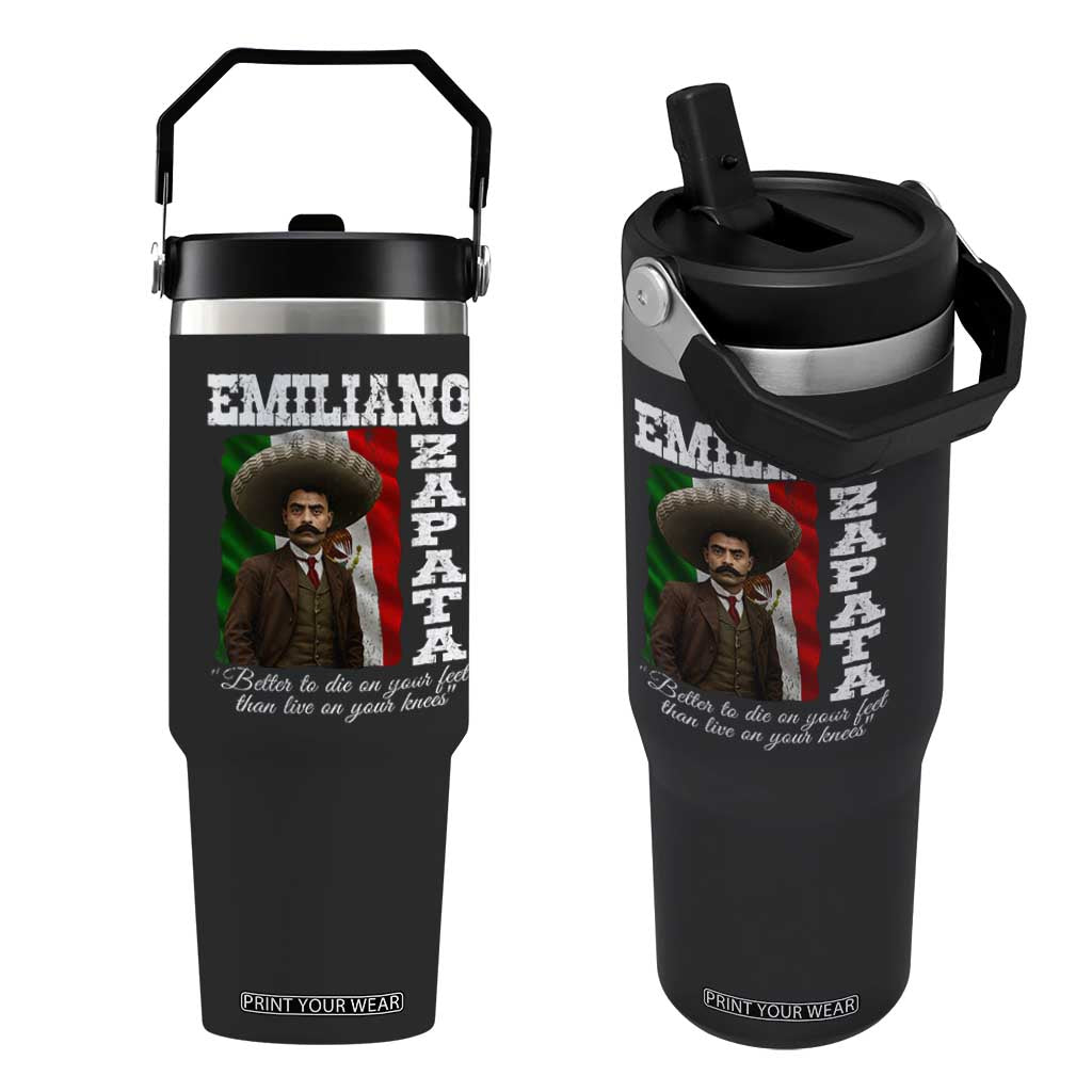 Emiliano Zapata Flip Straw Tumbler Better To Die On Your Feet Than Live On Your Knees Mexican Revolution TS11 One Size: 30 oz Black Print Your Wear