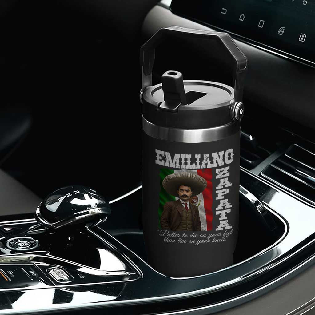 Emiliano Zapata Flip Straw Tumbler Better To Die On Your Feet Than Live On Your Knees Mexican Revolution TS11 Print Your Wear