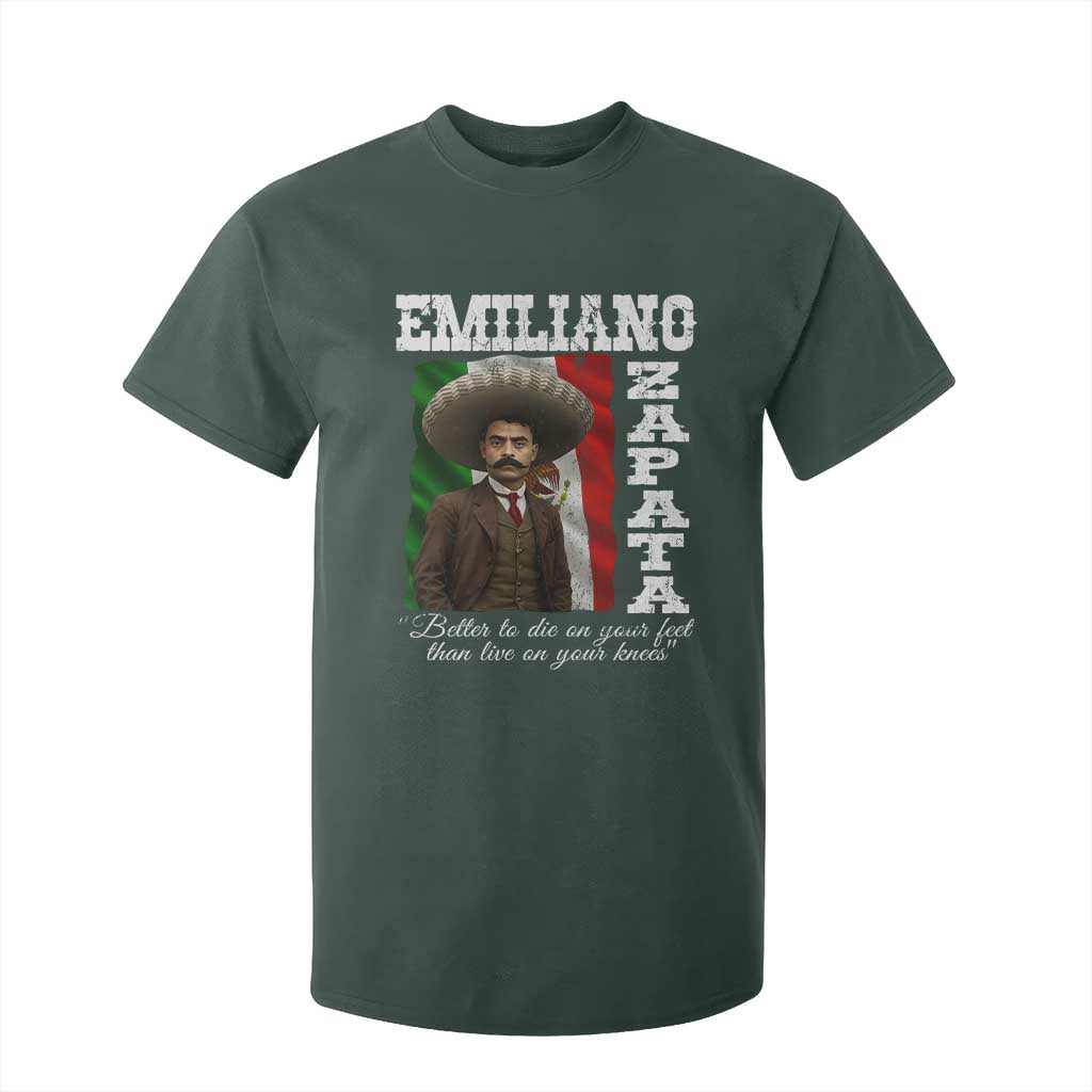 Emiliano Zapata T Shirt For Kid Better To Die On Your Feet Than Live On Your Knees Mexican Revolution TS11 Dark Forest Green Print Your Wear