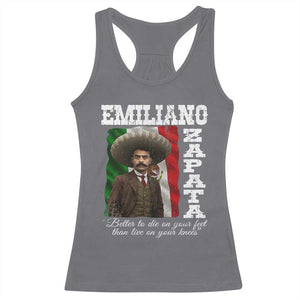 Emiliano Zapata Racerback Tank Top Better To Die On Your Feet Than Live On Your Knees Mexican Revolution TS11 Charcoal Print Your Wear