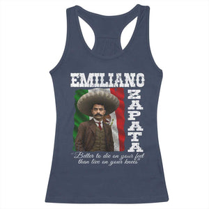 Emiliano Zapata Racerback Tank Top Better To Die On Your Feet Than Live On Your Knees Mexican Revolution TS11 Navy Print Your Wear