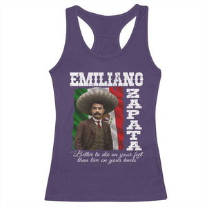 Emiliano Zapata Racerback Tank Top Better To Die On Your Feet Than Live On Your Knees Mexican Revolution TS11 Purple Print Your Wear
