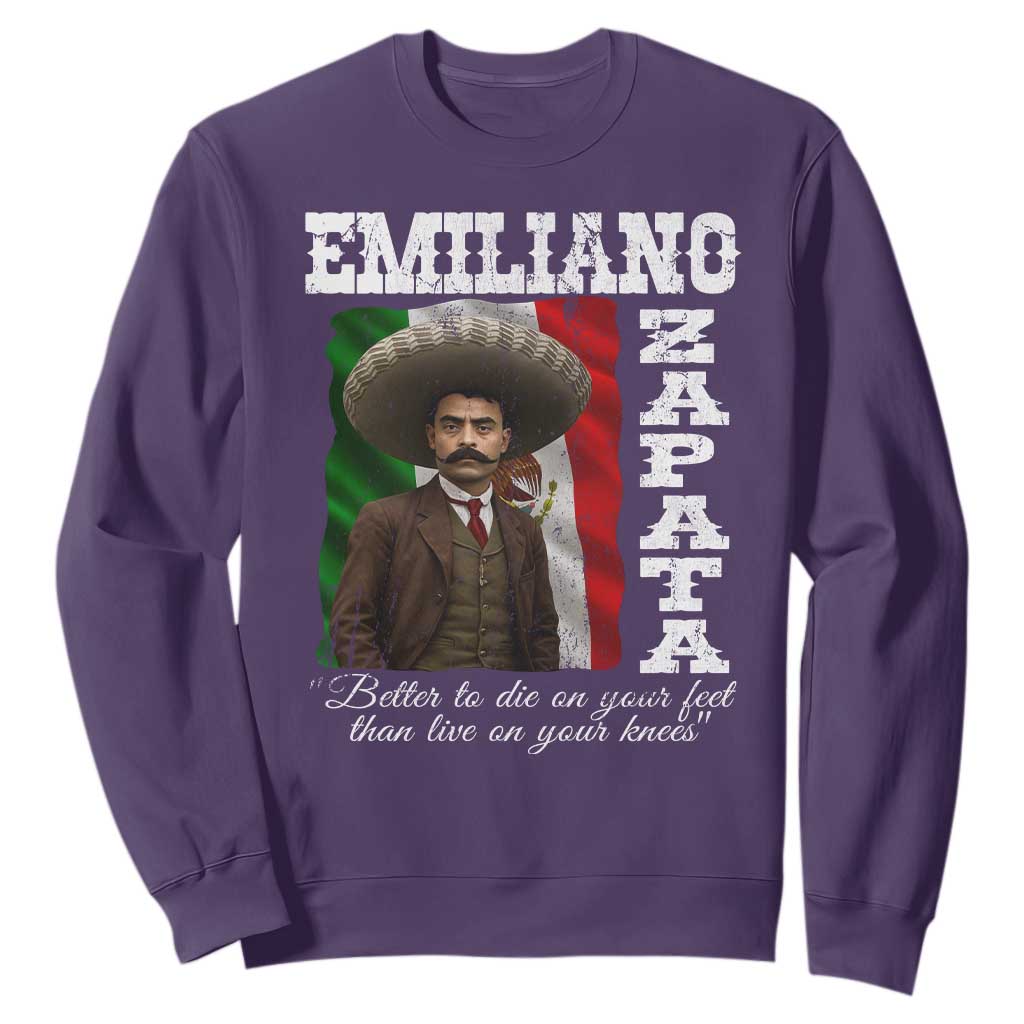 Emiliano Zapata Sweatshirt Better To Die On Your Feet Than Live On Your Knees Mexican Revolution TS11 Purple Print Your Wear