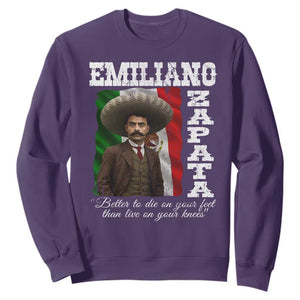 Emiliano Zapata Sweatshirt Better To Die On Your Feet Than Live On Your Knees Mexican Revolution TS11 Purple Print Your Wear