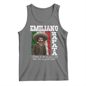 Emiliano Zapata Tank Top Better To Die On Your Feet Than Live On Your Knees Mexican Revolution TS11 Black Heather Print Your Wear