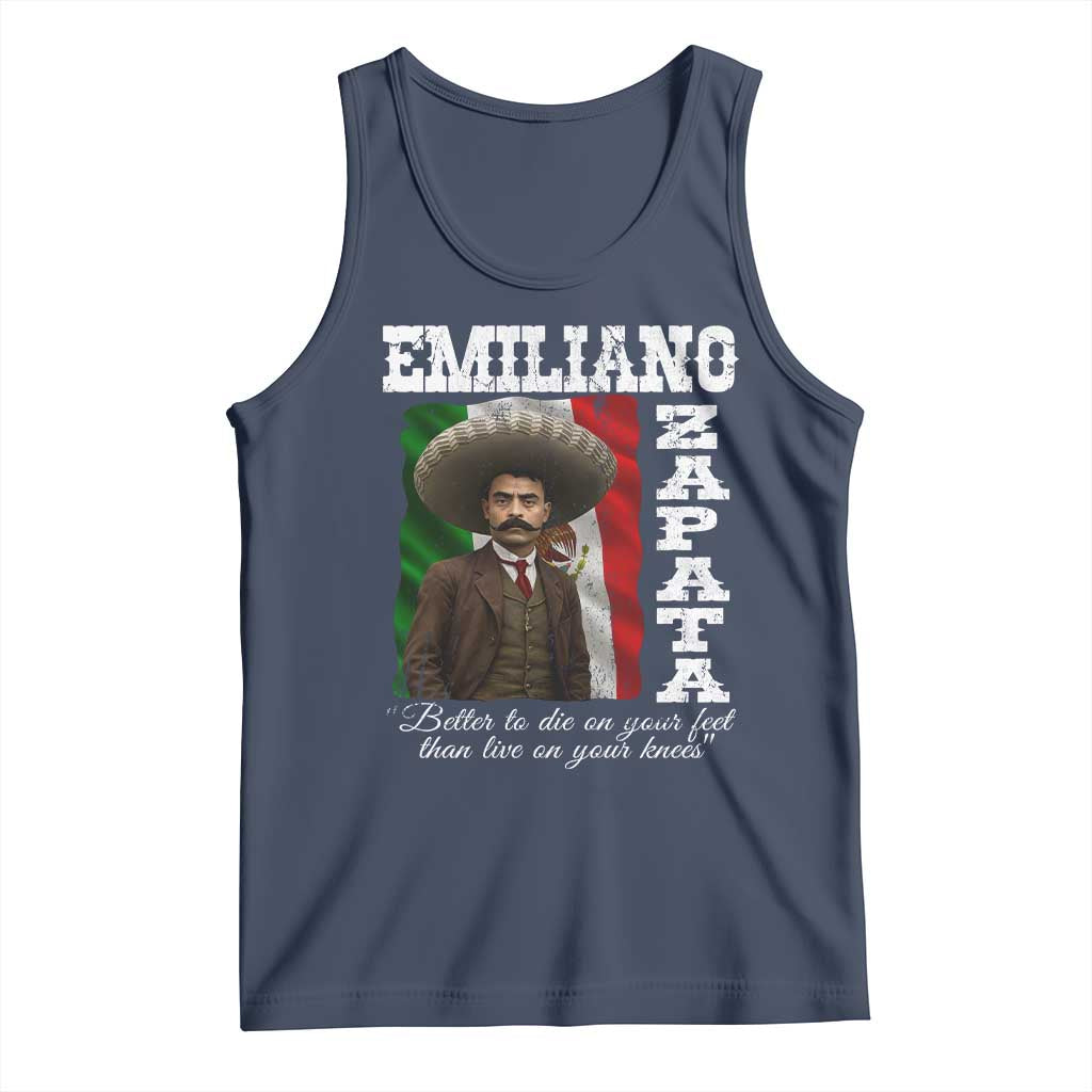 Emiliano Zapata Tank Top Better To Die On Your Feet Than Live On Your Knees Mexican Revolution TS11 Navy Print Your Wear