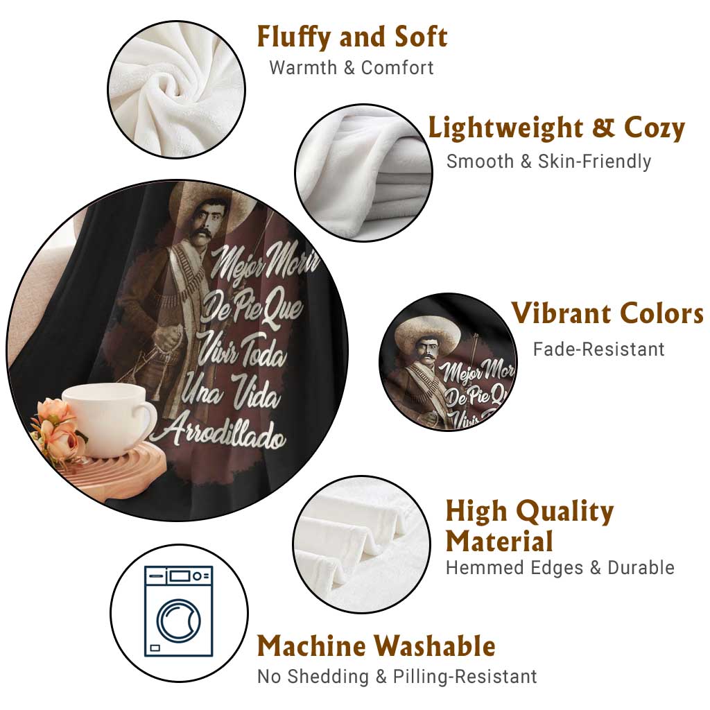 Emiliano Zapata Throw Blanket Mejor Morir De Pie Que Vivir Toda Una Vida Arrodillado TS11 Print Your Wear