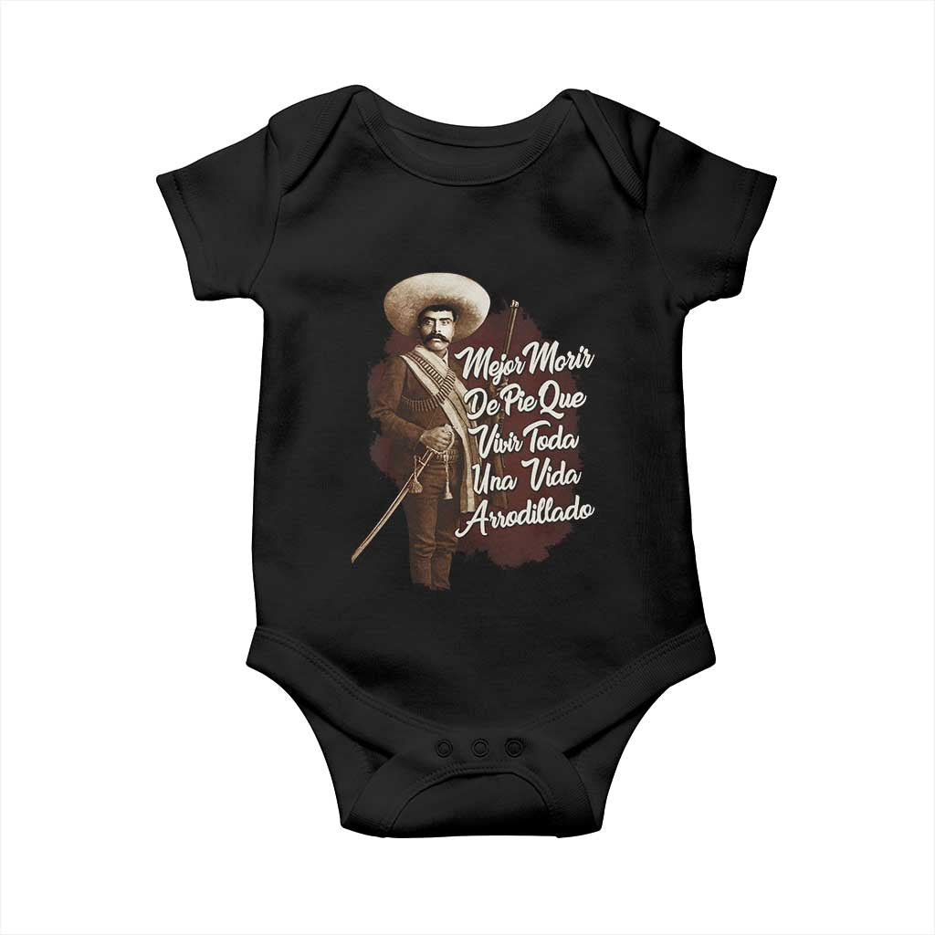 Emiliano Zapata Baby Onesie Mejor Morir De Pie Que Vivir Toda Una Vida Arrodillado TS11 Black Print Your Wear