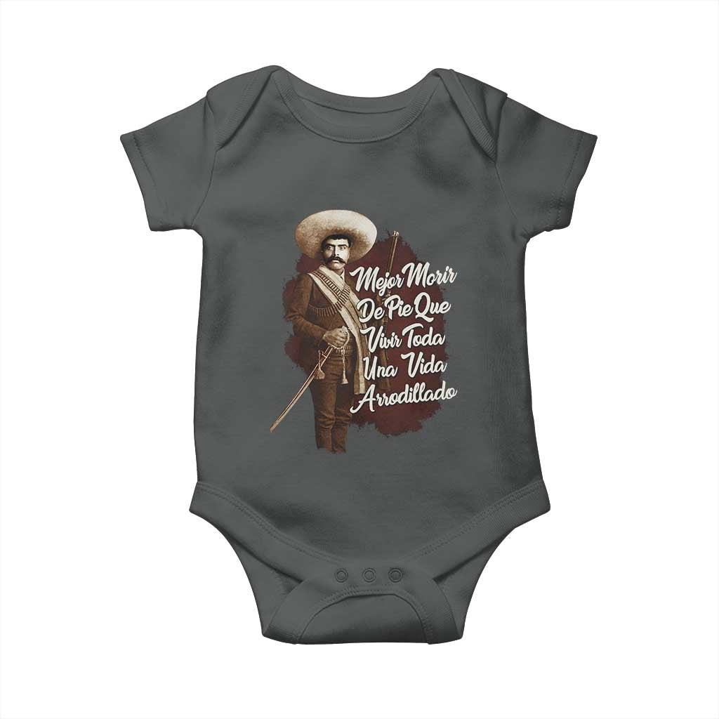 Emiliano Zapata Baby Onesie Mejor Morir De Pie Que Vivir Toda Una Vida Arrodillado TS11 Dark Heather Print Your Wear