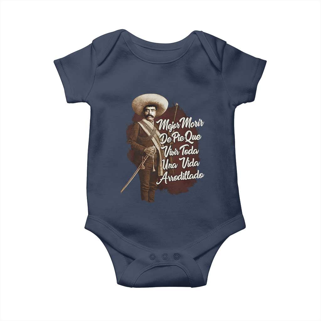 Emiliano Zapata Baby Onesie Mejor Morir De Pie Que Vivir Toda Una Vida Arrodillado TS11 Navy Print Your Wear