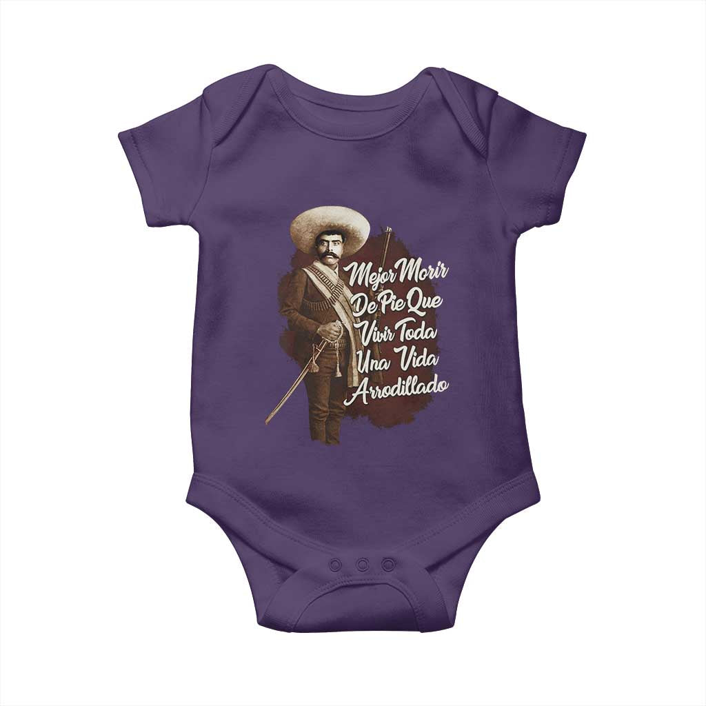 Emiliano Zapata Baby Onesie Mejor Morir De Pie Que Vivir Toda Una Vida Arrodillado TS11 Purple Print Your Wear