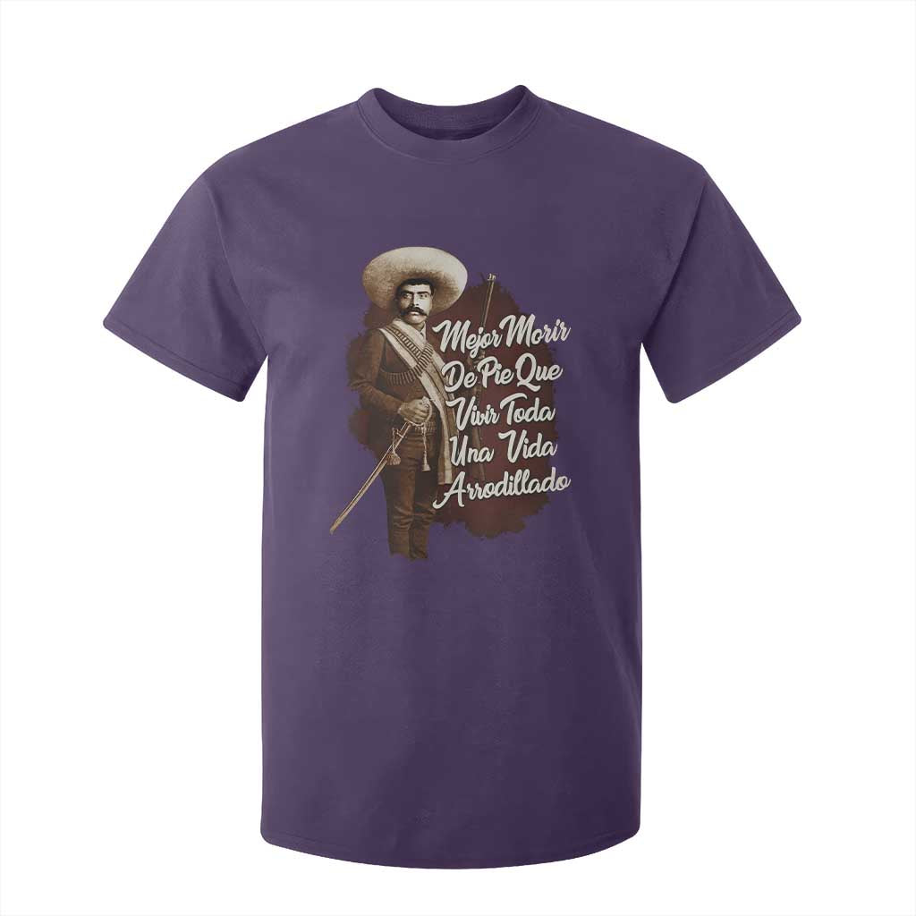 Emiliano Zapata T Shirt For Kid Mejor Morir De Pie Que Vivir Toda Una Vida Arrodillado TS11 Purple Print Your Wear