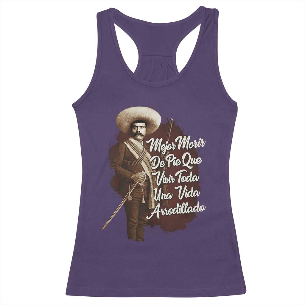 Emiliano Zapata Racerback Tank Top Mejor Morir De Pie Que Vivir Toda Una Vida Arrodillado TS11 Purple Print Your Wear