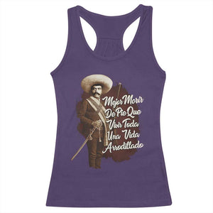 Emiliano Zapata Racerback Tank Top Mejor Morir De Pie Que Vivir Toda Una Vida Arrodillado TS11 Purple Print Your Wear