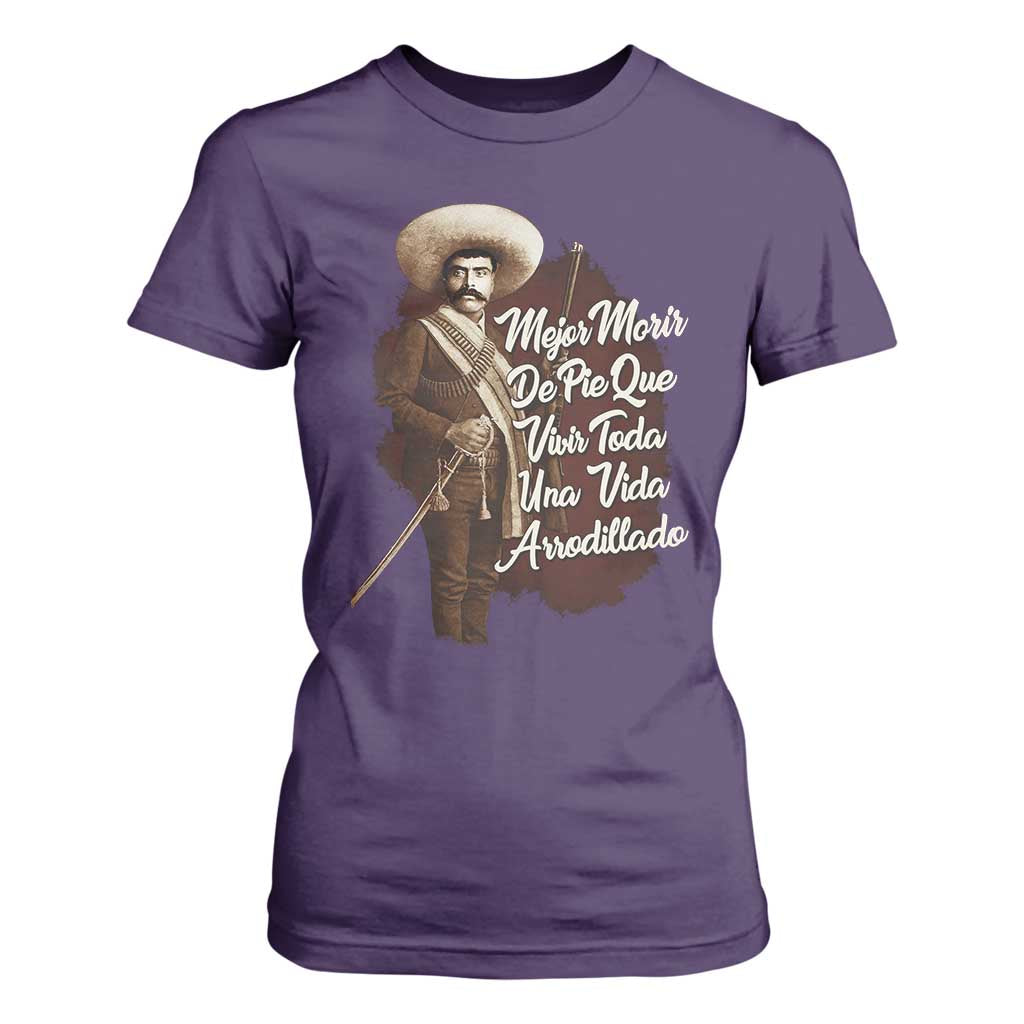 Emiliano Zapata T Shirt For Women Mejor Morir De Pie Que Vivir Toda Una Vida Arrodillado TS11 Purple Print Your Wear