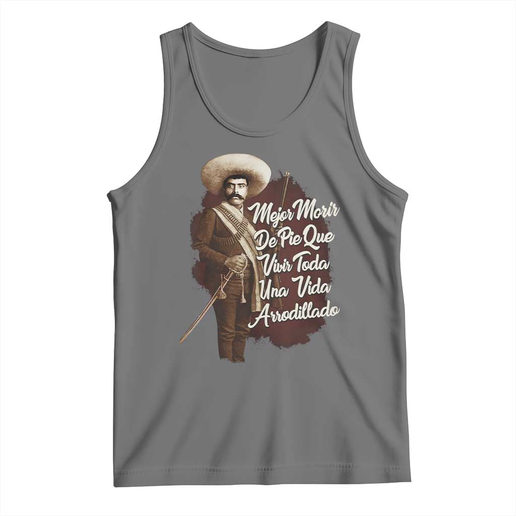 Emiliano Zapata Tank Top Mejor Morir De Pie Que Vivir Toda Una Vida Arrodillado TS11 Black Heather Print Your Wear
