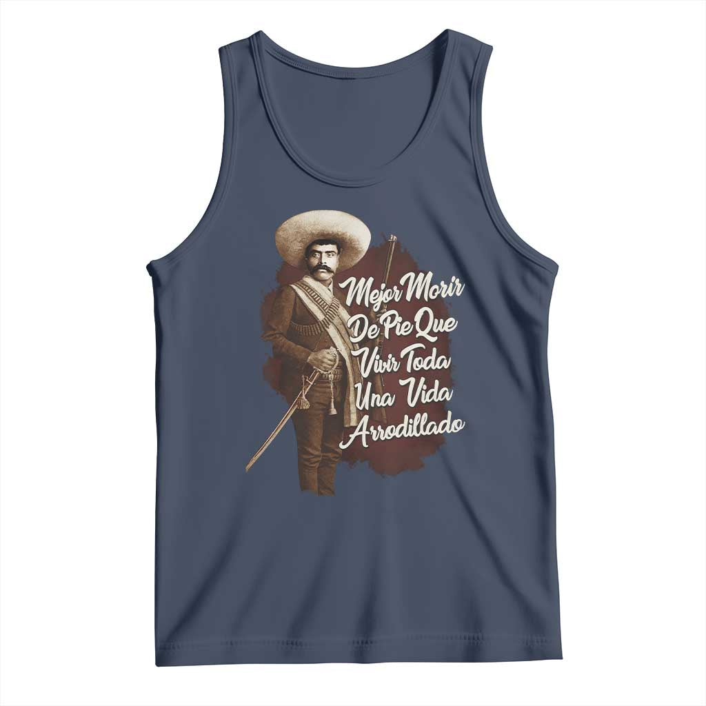 Emiliano Zapata Tank Top Mejor Morir De Pie Que Vivir Toda Una Vida Arrodillado TS11 Navy Print Your Wear