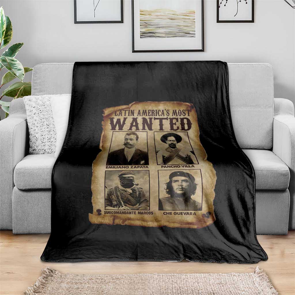 Latin America's Most Wanted Revolution Latino Hispanic Heritage Throw Blanket Wanted Sign TS11 Print Your Wear