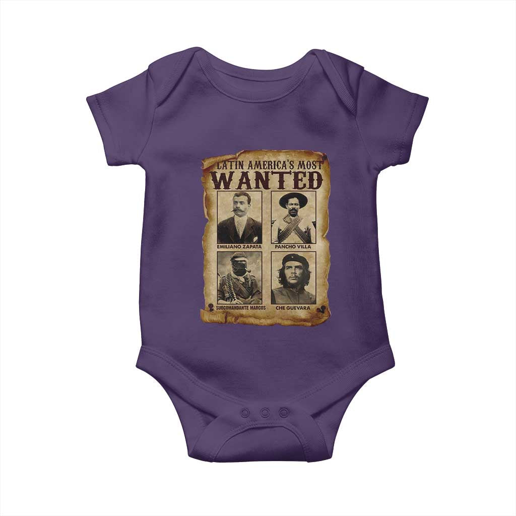 Latin America's Most Wanted Revolution Latino Hispanic Heritage Baby Onesie Wanted Sign TS11 Purple Print Your Wear