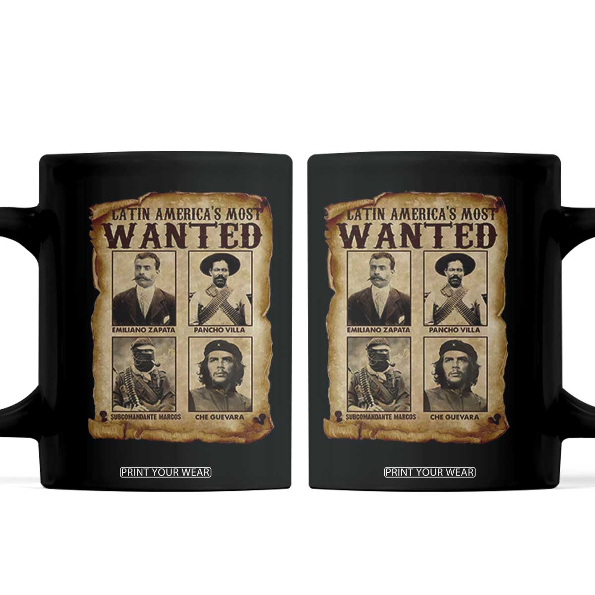 Latin America's Most Wanted Revolution Latino Hispanic Heritage Coffee Mug Wanted Sign TS11 Black Print Your Wear