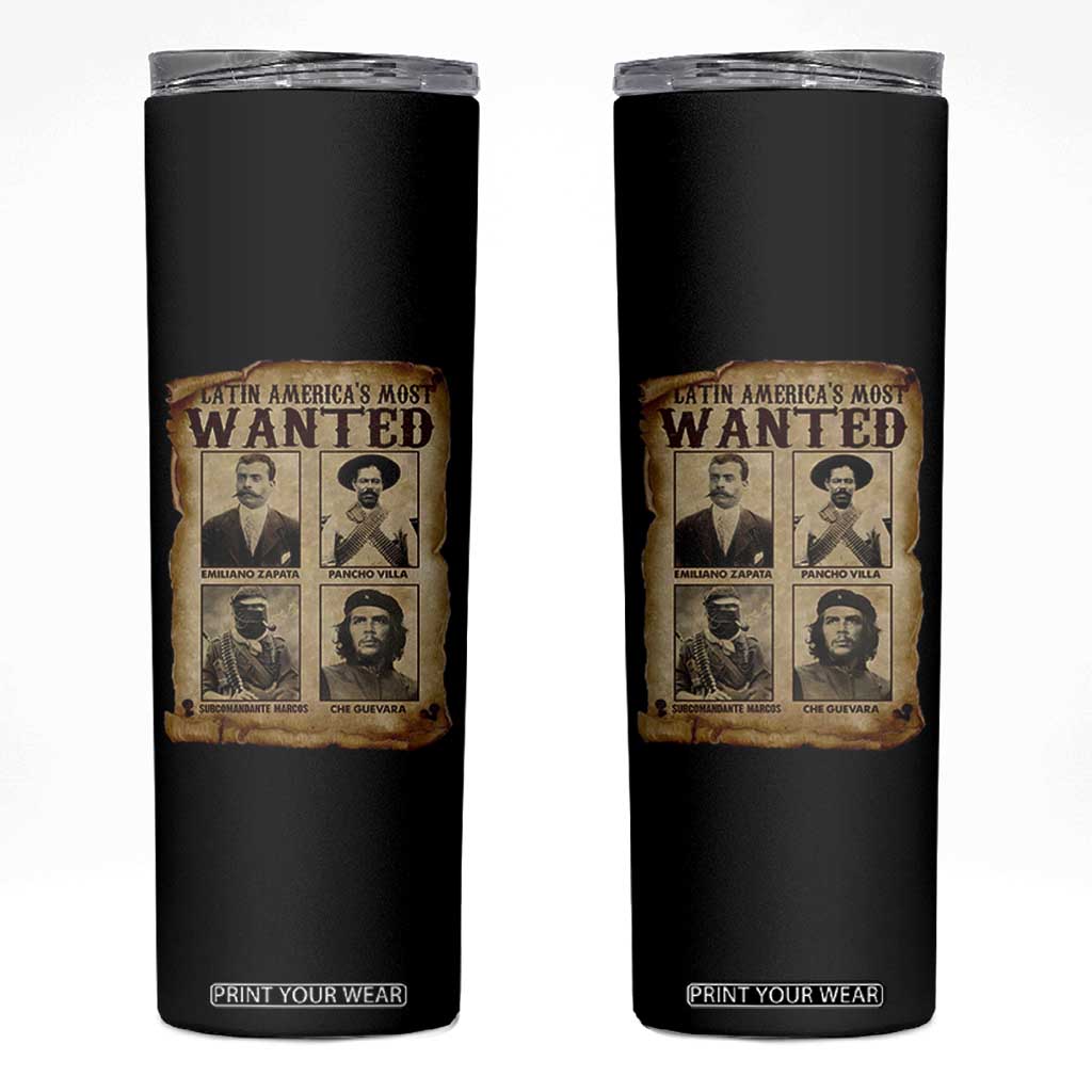 Latin America's Most Wanted Revolution Latino Hispanic Heritage Skinny Tumbler Wanted Sign TS11 Black Print Your Wear