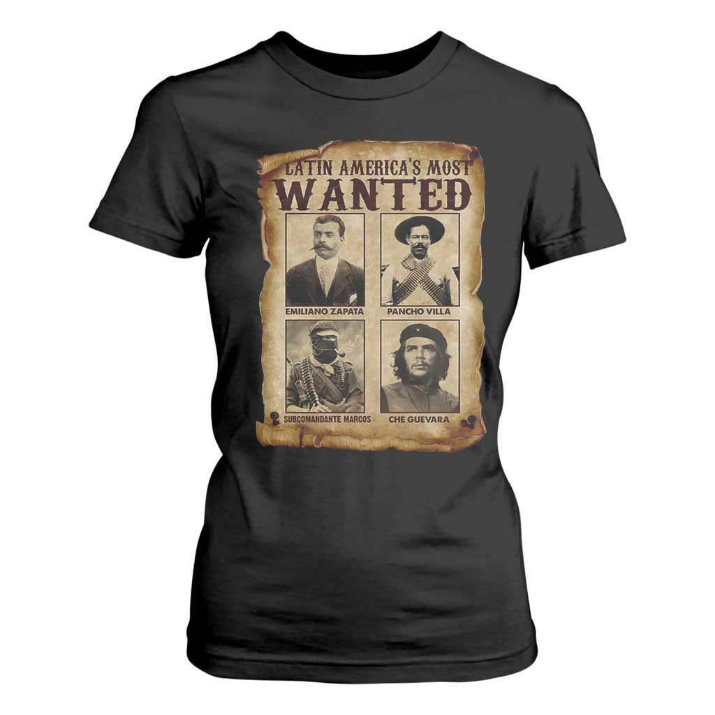 Latin America's Most Wanted Revolution Latino Hispanic Heritage T Shirt For Women Wanted Sign TS11 Black Print Your Wear