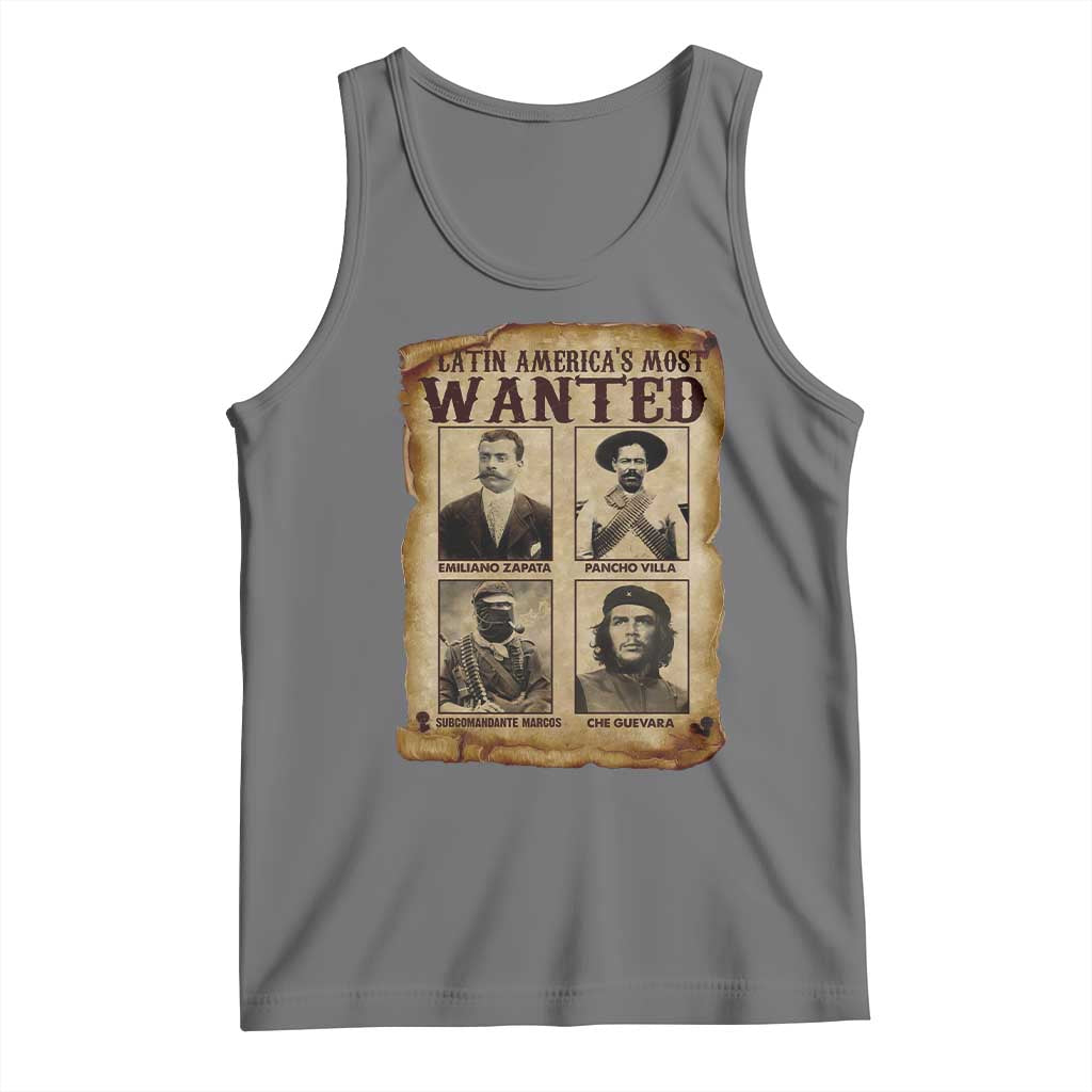 Latin America's Most Wanted Revolution Latino Hispanic Heritage Tank Top Wanted Sign TS11 Black Heather Print Your Wear