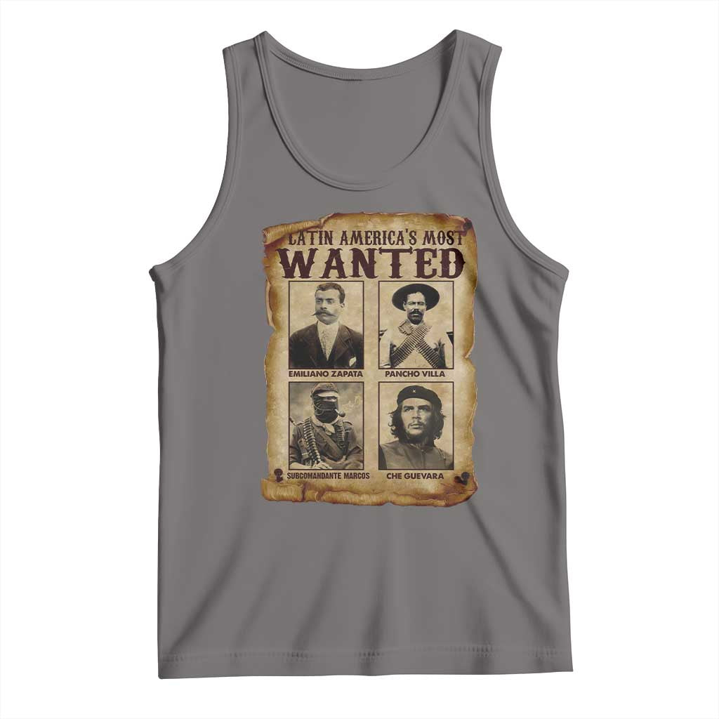 Latin America's Most Wanted Revolution Latino Hispanic Heritage Tank Top Wanted Sign TS11 Deep Heather Print Your Wear
