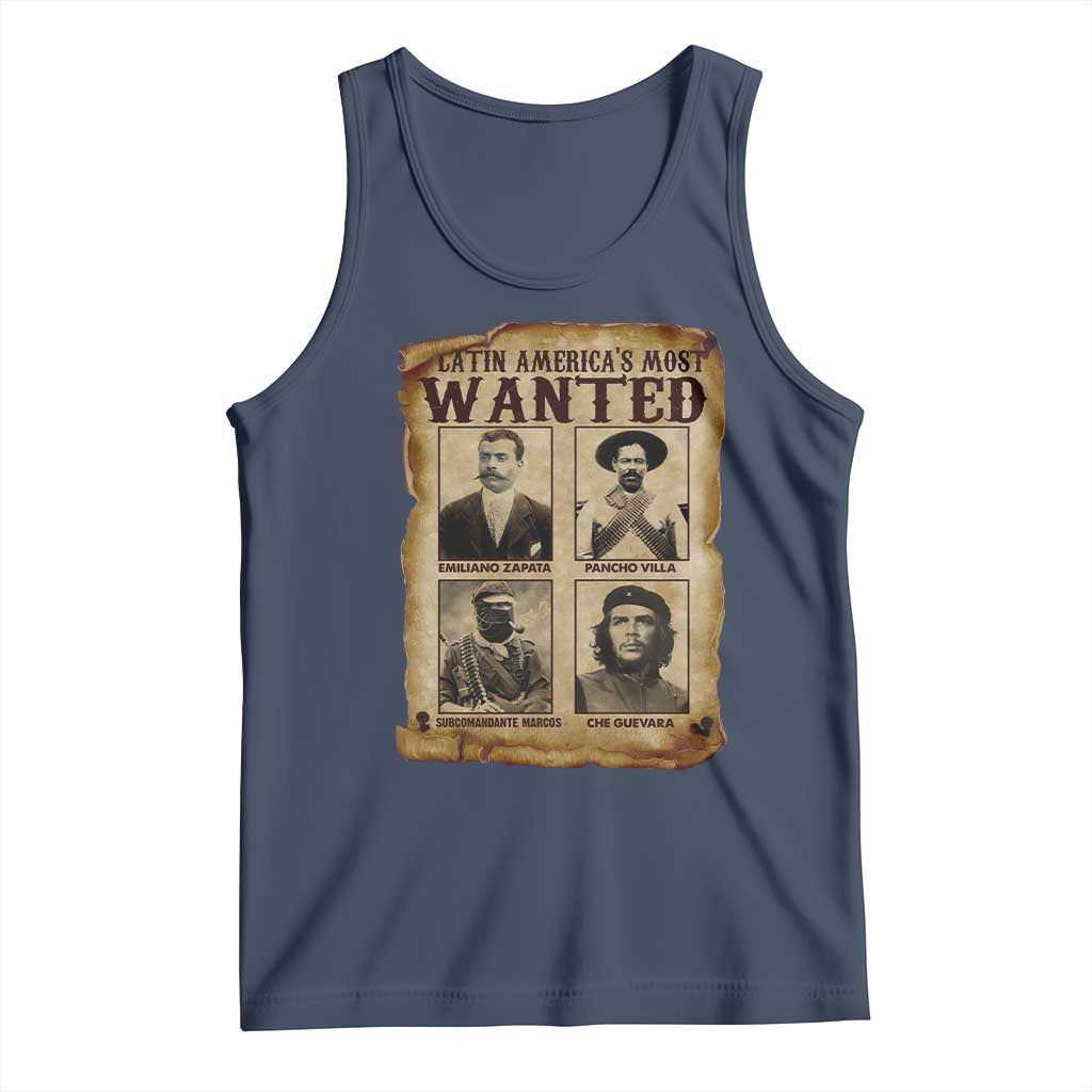 Latin America's Most Wanted Revolution Latino Hispanic Heritage Tank Top Wanted Sign TS11 Navy Print Your Wear