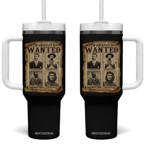 Latin America's Most Wanted Revolution Latino Hispanic Heritage Tumbler With Handle Wanted Sign TS11 One Size: 40 oz Black Print Your Wear