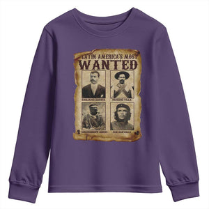 Latin America's Most Wanted Revolution Latino Hispanic Heritage Youth Sweatshirt Wanted Sign TS11 Purple Print Your Wear