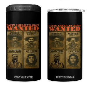 Latin America's Most Wanted 4 in 1 Can Cooler Tumbler Mexican Revolution Latino Hispanic Heritage TS11 One Size: 16 oz Black Print Your Wear